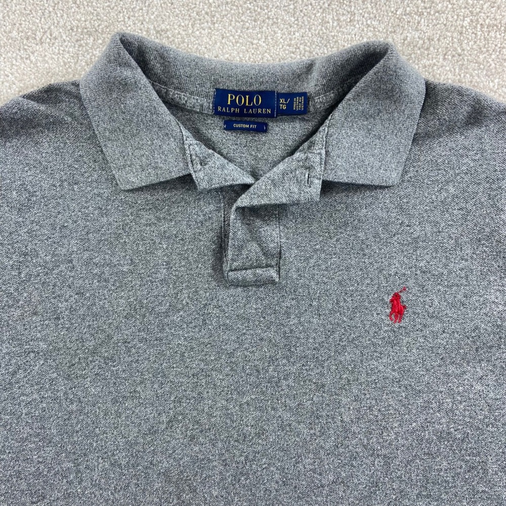 Polo Ralph Lauren Polo Shirt Mens XL Gray Custom Fit Short Sleeve Pony Logo
